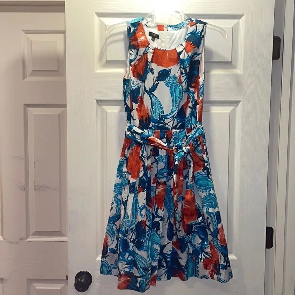 Talbots Petites Blue & Orange Paisley Sundress